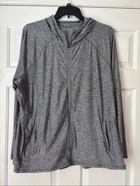 Athleta Heather Gray Zip-Up Pullover Jacket